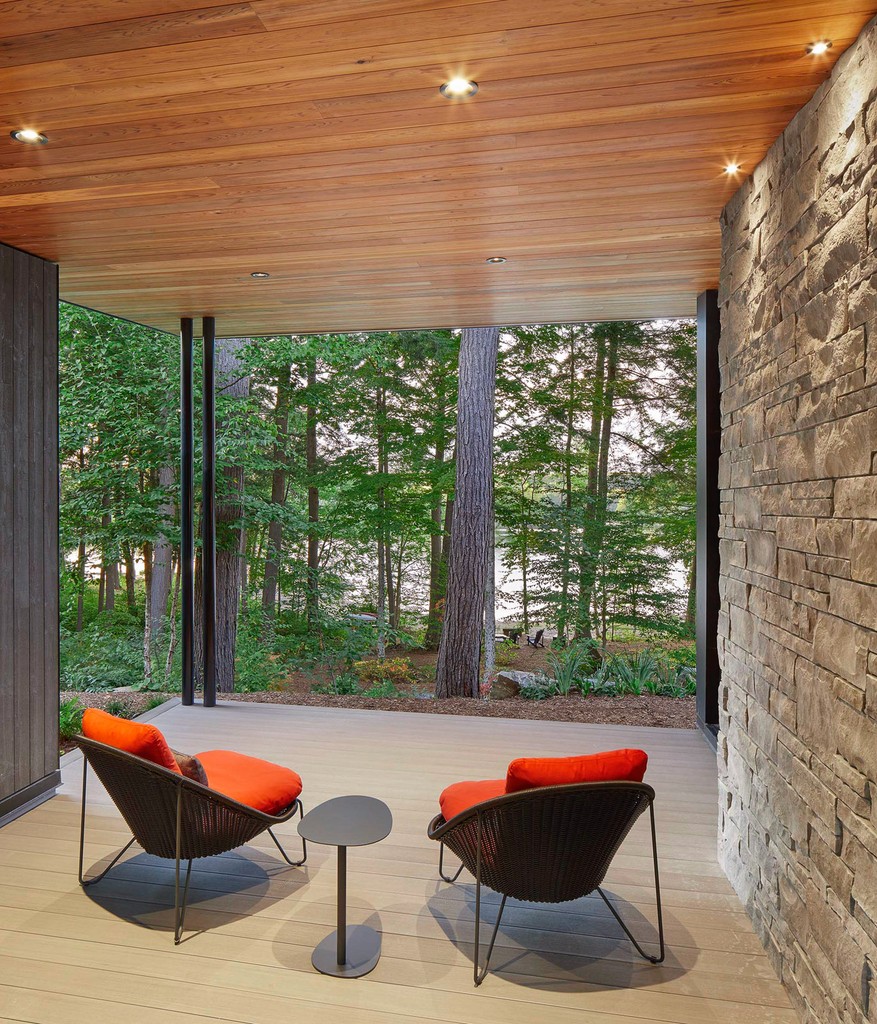 two deck chairs on a private primary deck in the haliburtan highlands