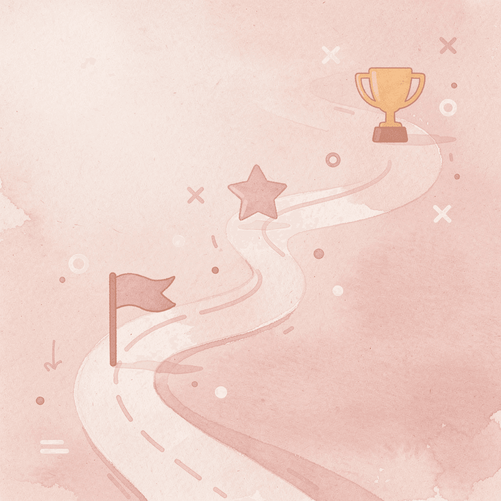 Winding path with milestones representing college application journey