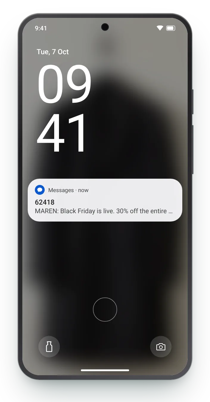 The same text as a notification on an Android lock screen