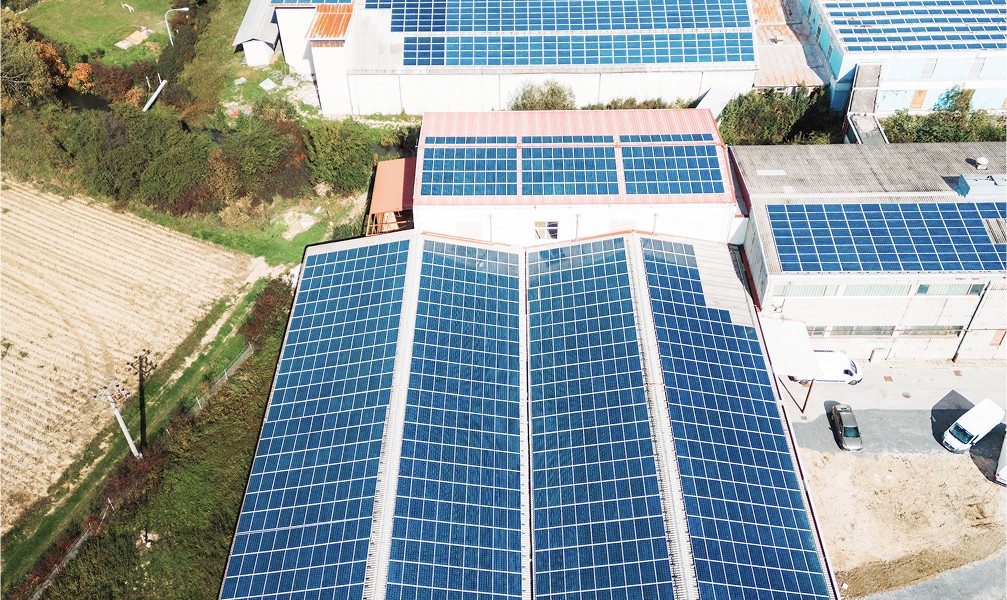 solar panels on the roof