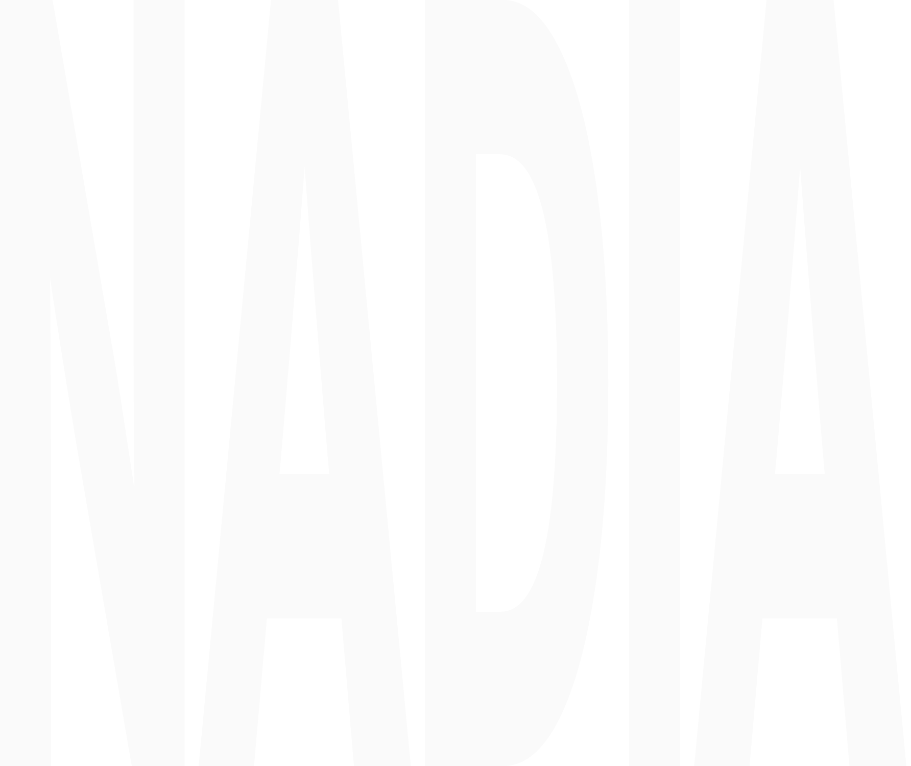 The Name "Nadia" in a stretched, condensed sans serif typeface.