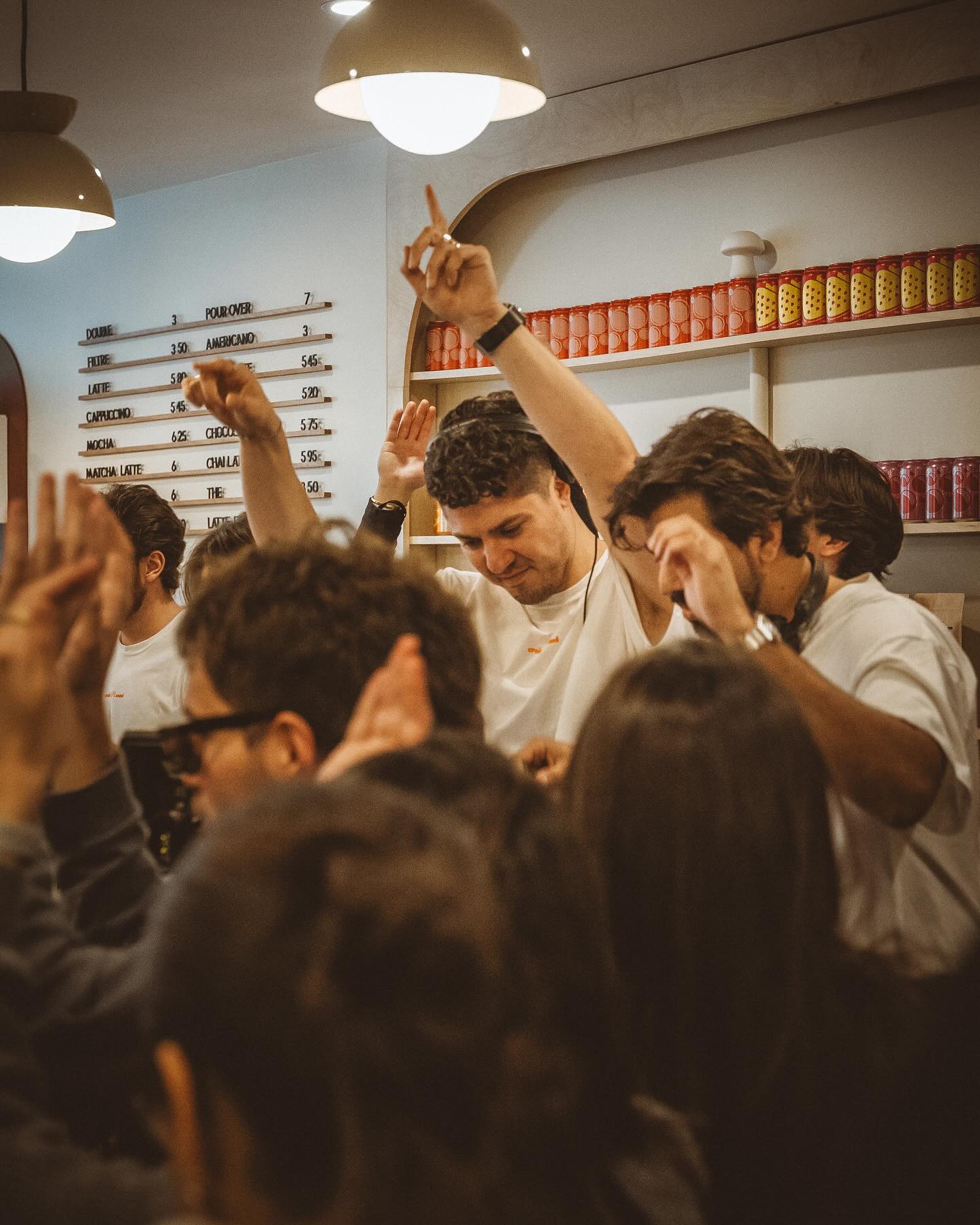 female similing while looking up at the clouds