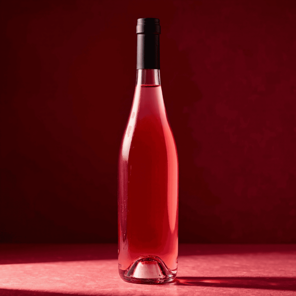 product photography of a bottle of fruit wine, typically used for drinking