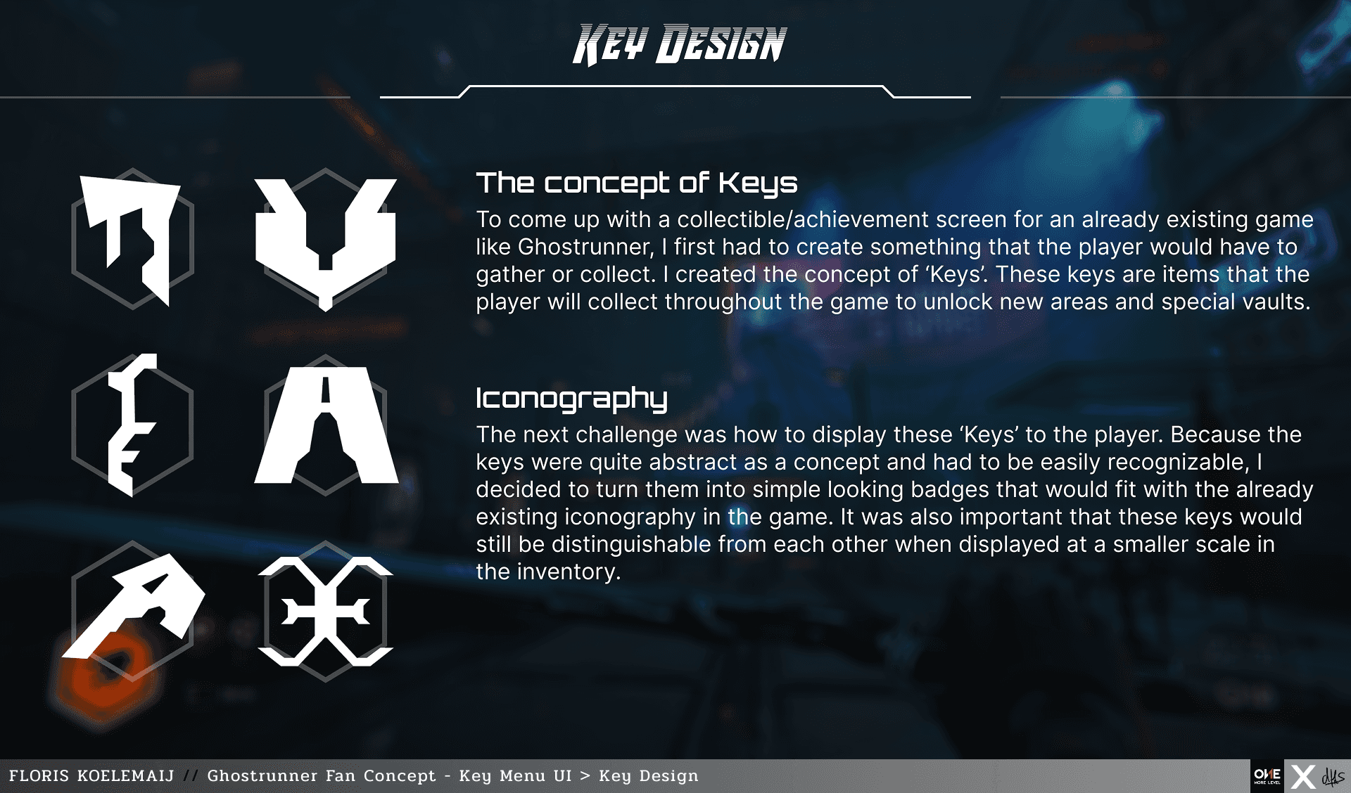 Ghostrunner Fan Concept key menu UI icon key design