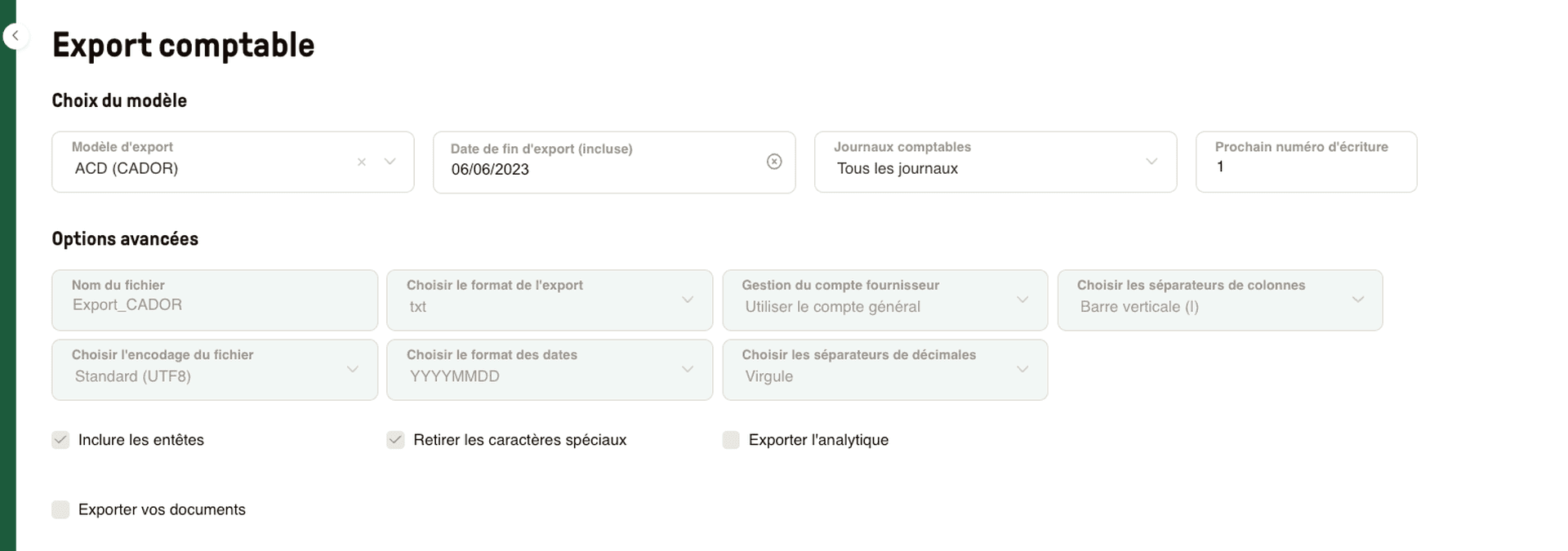 Fichier des écritures comptables
