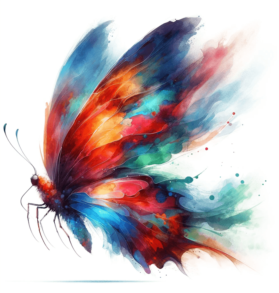 A vibrant watercolor painting of a butterfly.