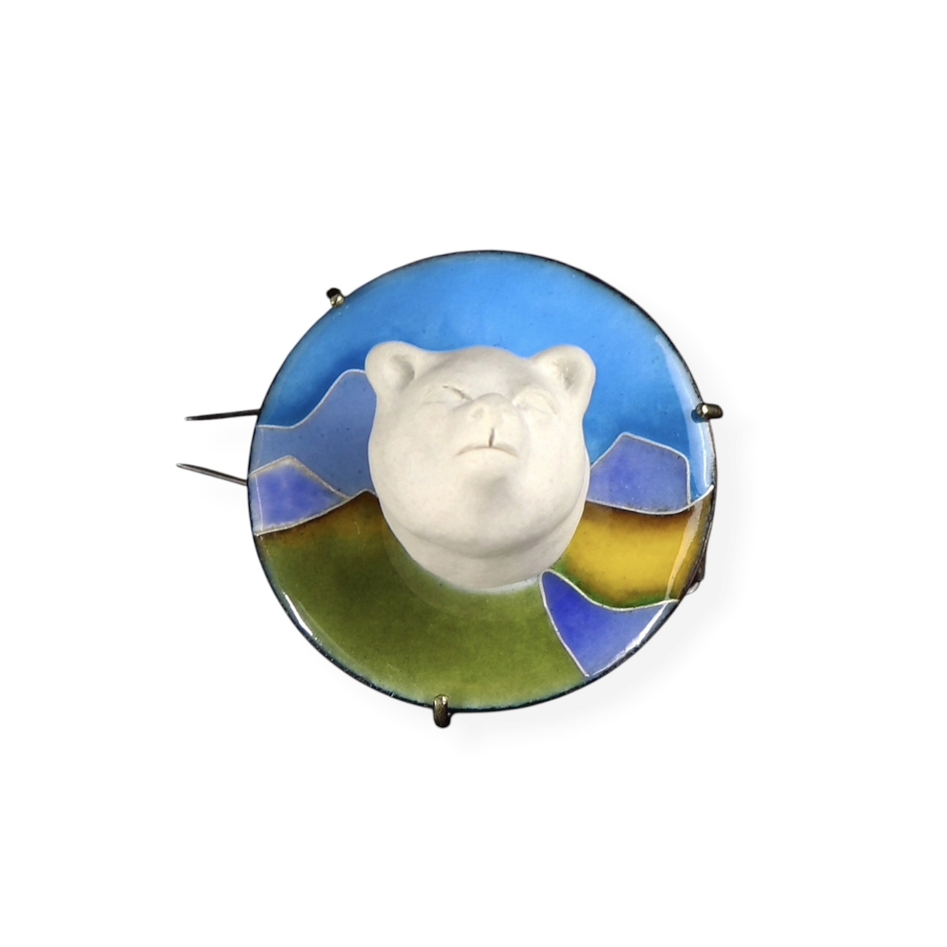 Trohpy Animal Head by Yuxin Song, plique-à-jour enamel on silver. Contemporary jewelry art, 26 x 30 x 3cm, 2025. Masterpiece of translucent enameling technique.