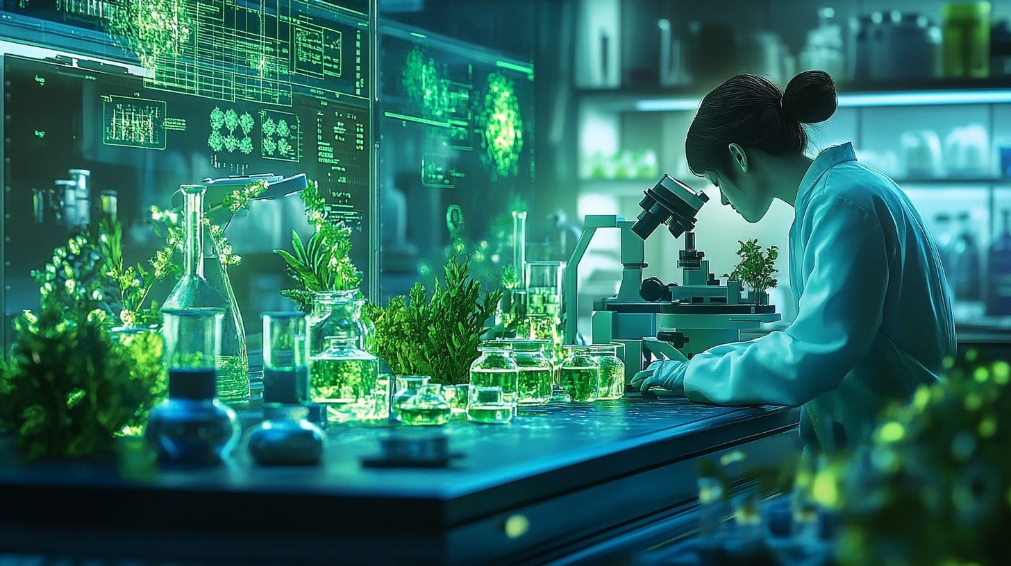 Scientists working with plants