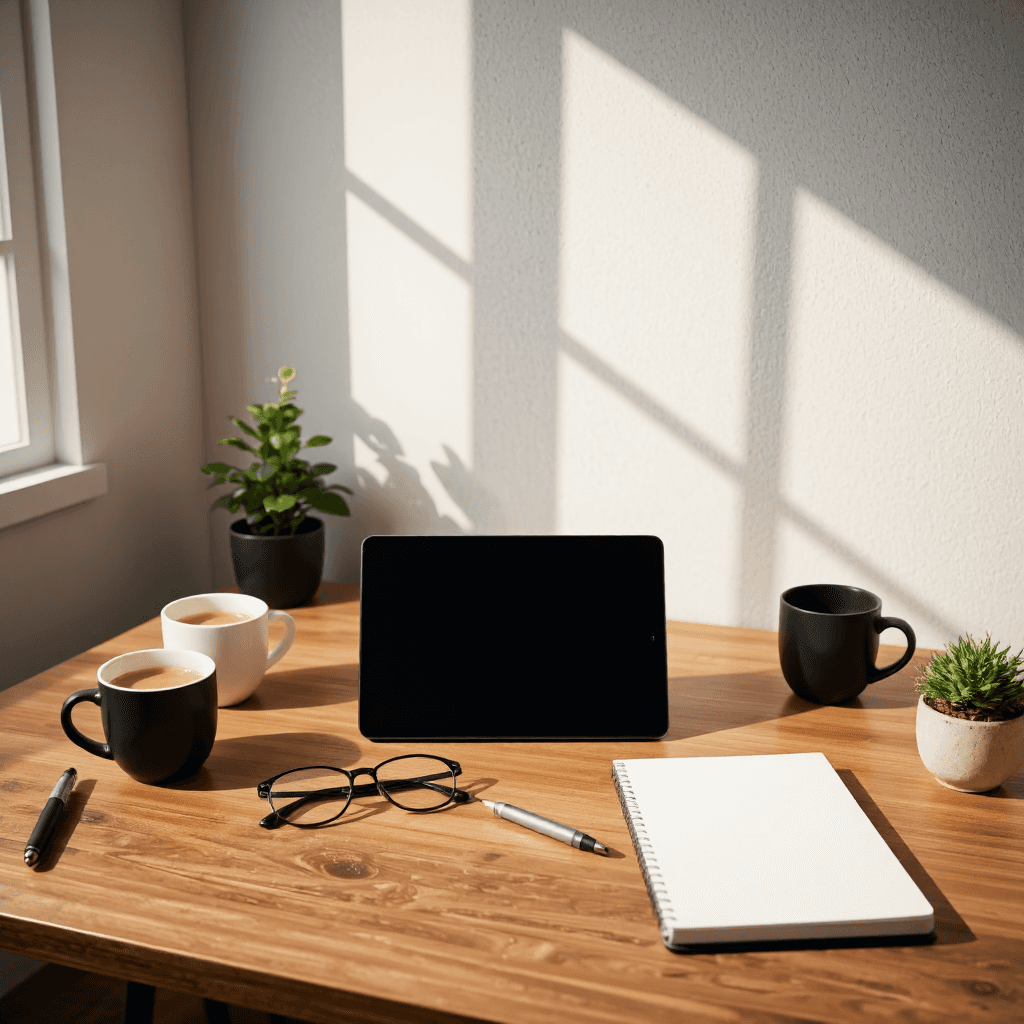 product photography of office workspace