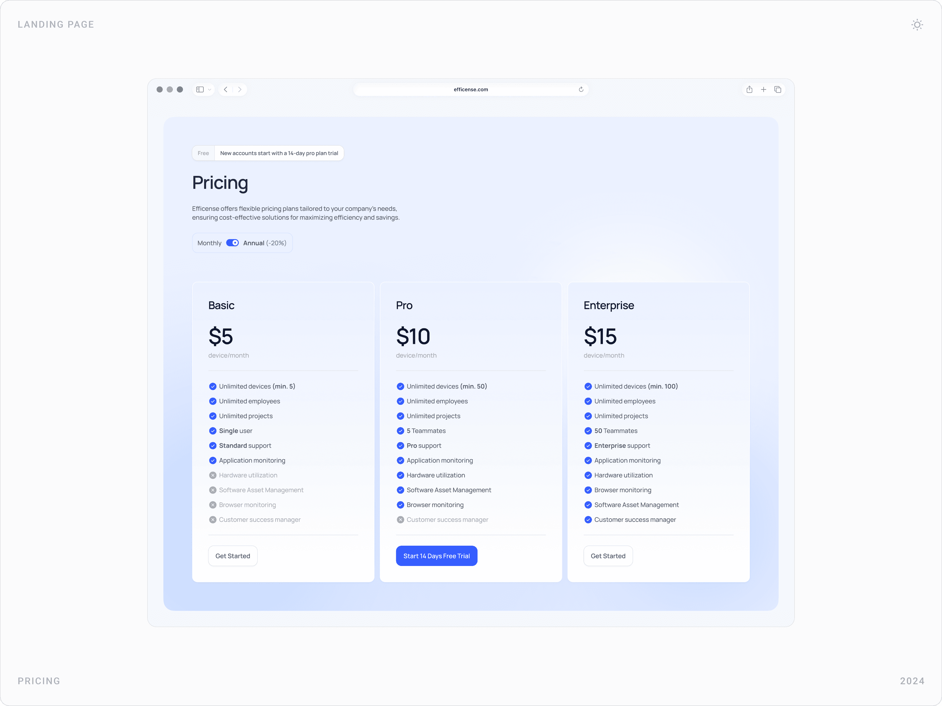 Professional Enterprise SaaS Pricing Section Design