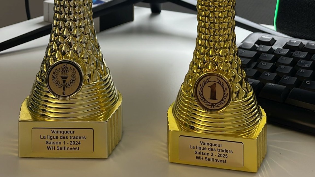 Classement final Ligue des Traders WH Selfinvest 2025 : Victoire de Nicolas Schneller de Trading Institut face à Benoist Rousseau et Wim Lievens.