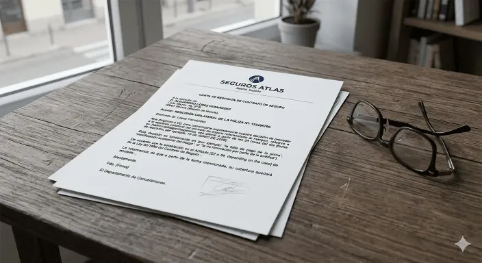 Carta de anulación de póliza de salud por parte de una aseguradora por motivos de edad o alta siniestralidad.