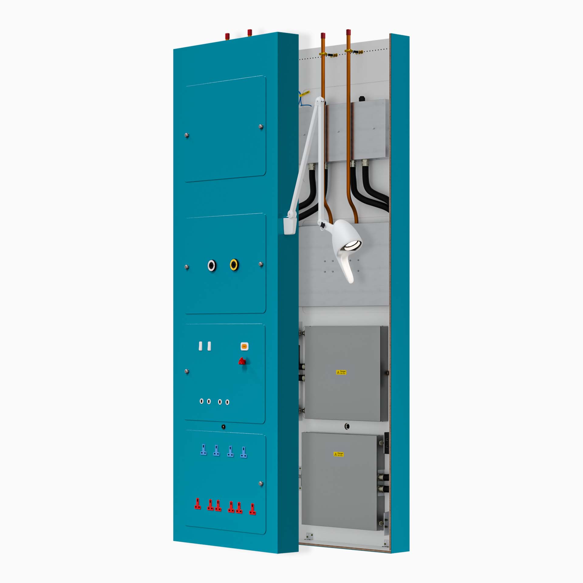  Bed head trunking unit front and rear views