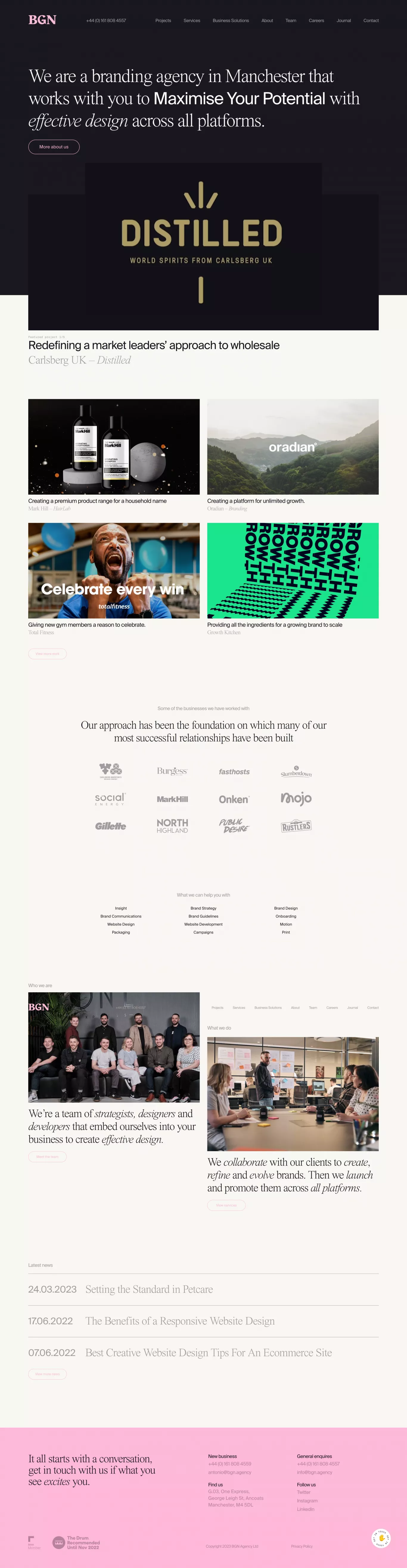 Creative, Branding & Graphic Design Agen portfolio page screenshot showcasing Design and Tech design