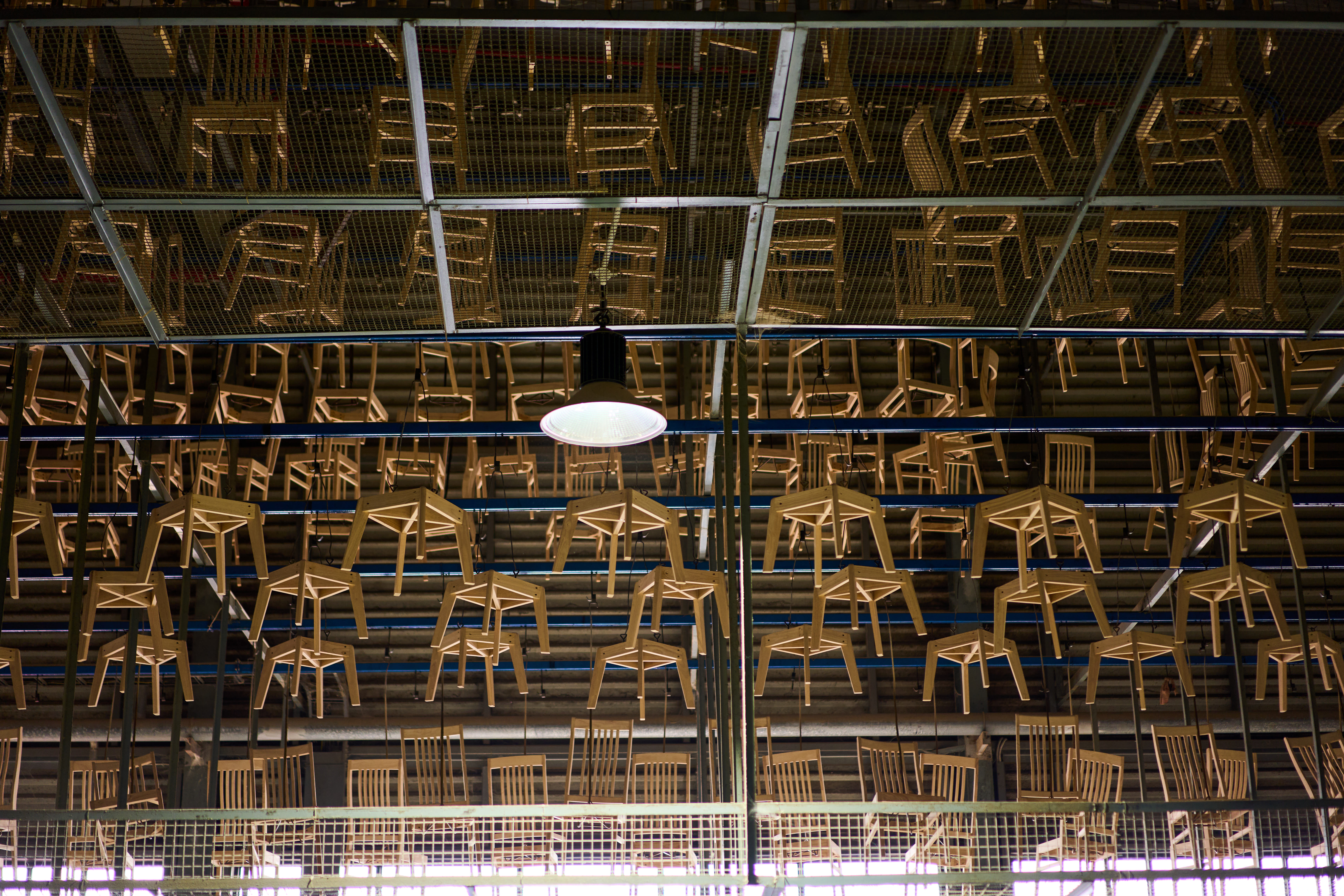 Modern building facade against a clear blue sky