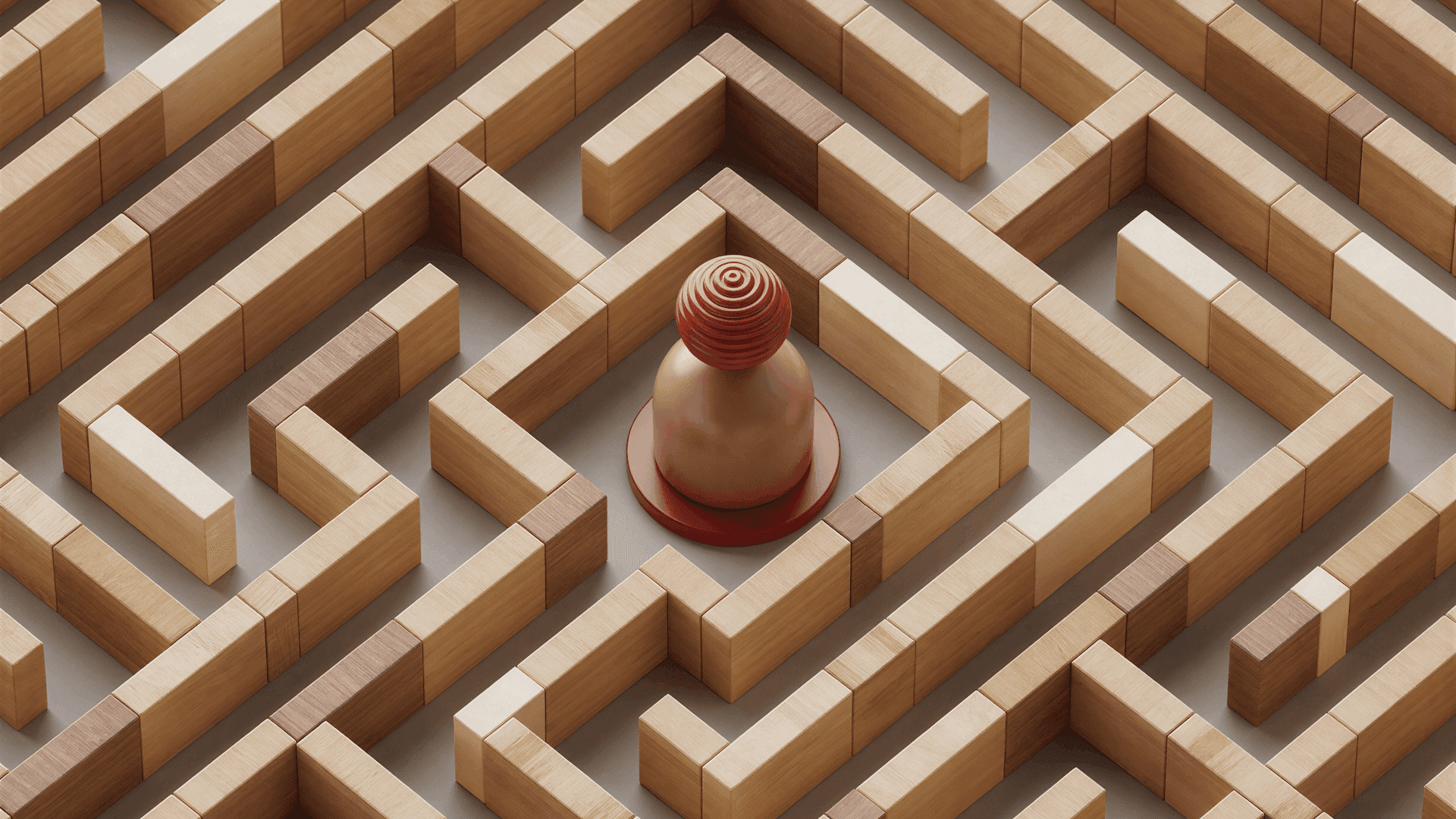 Digitally generated image of wooden maze.