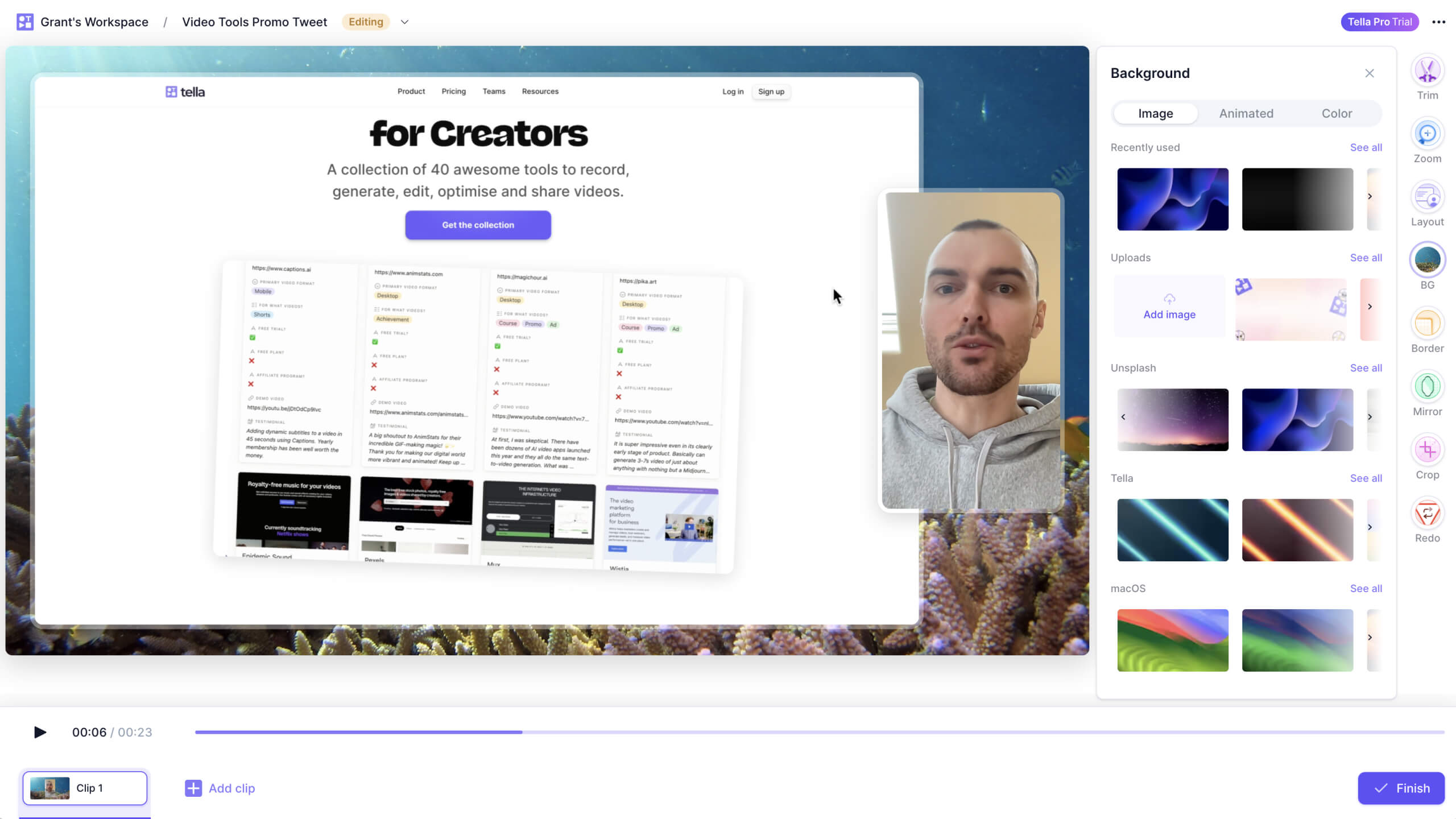 Screen recorder with custom backgrounds