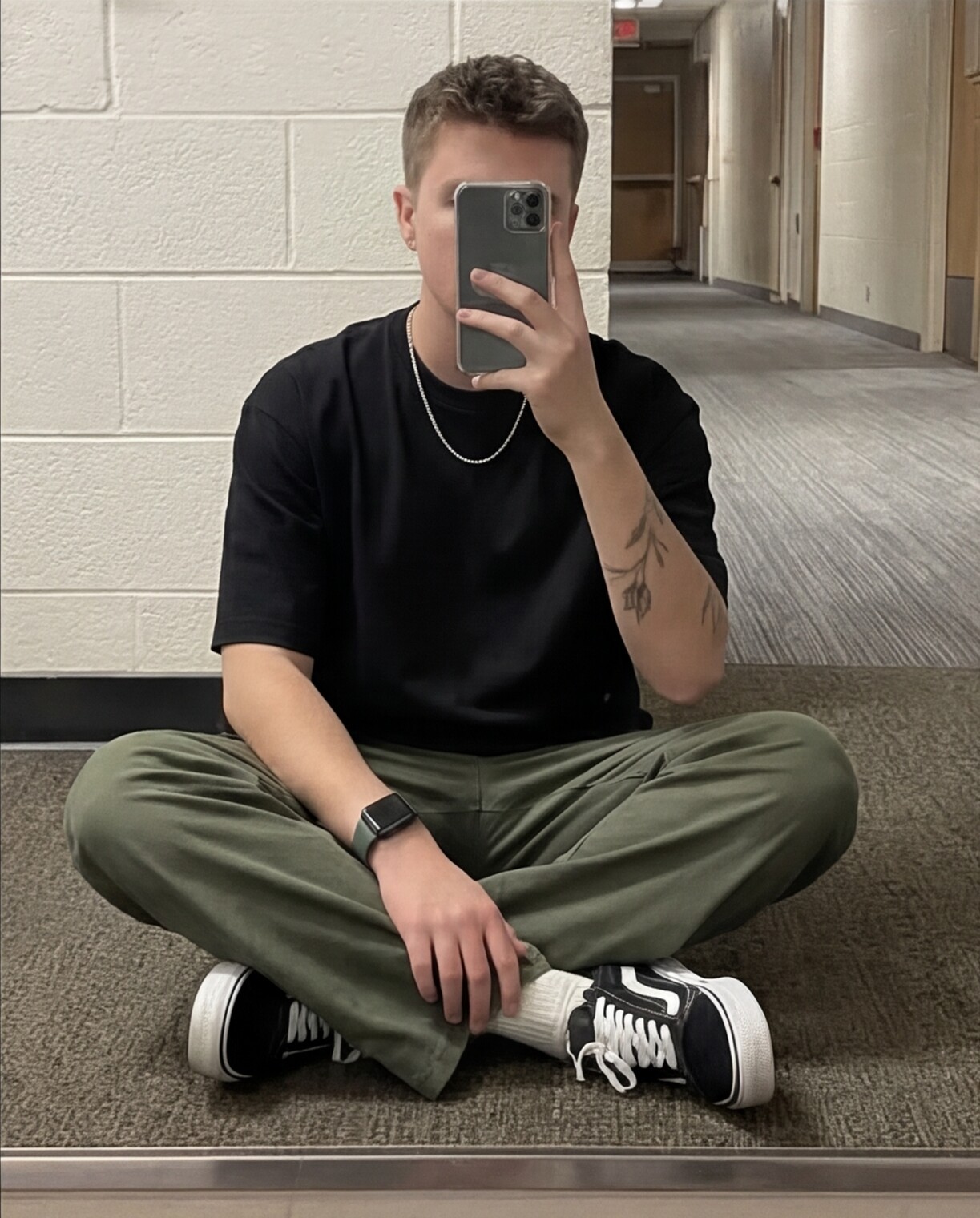 Black Tee with Olive Cargo Pants
