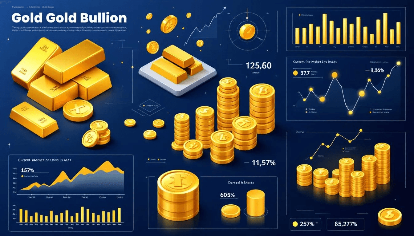 An illustration explaining the concept of gold bullion and its forms.
