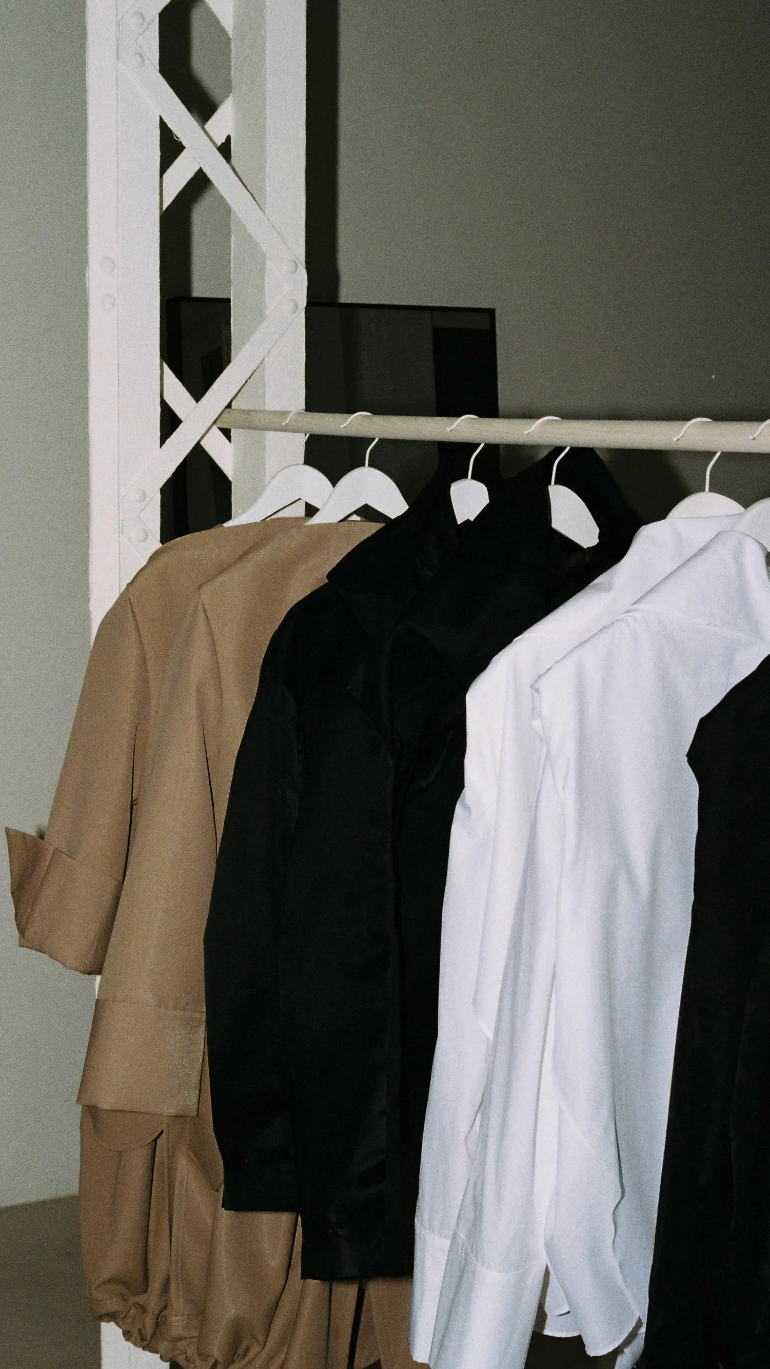 Clothing on wooden rack