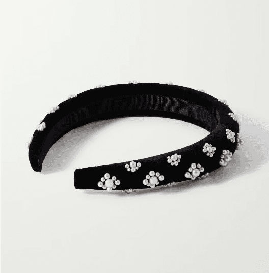 JENNIFER BEHR Margaret faux pearl-embellished velvet headband | NET-A-PORTER