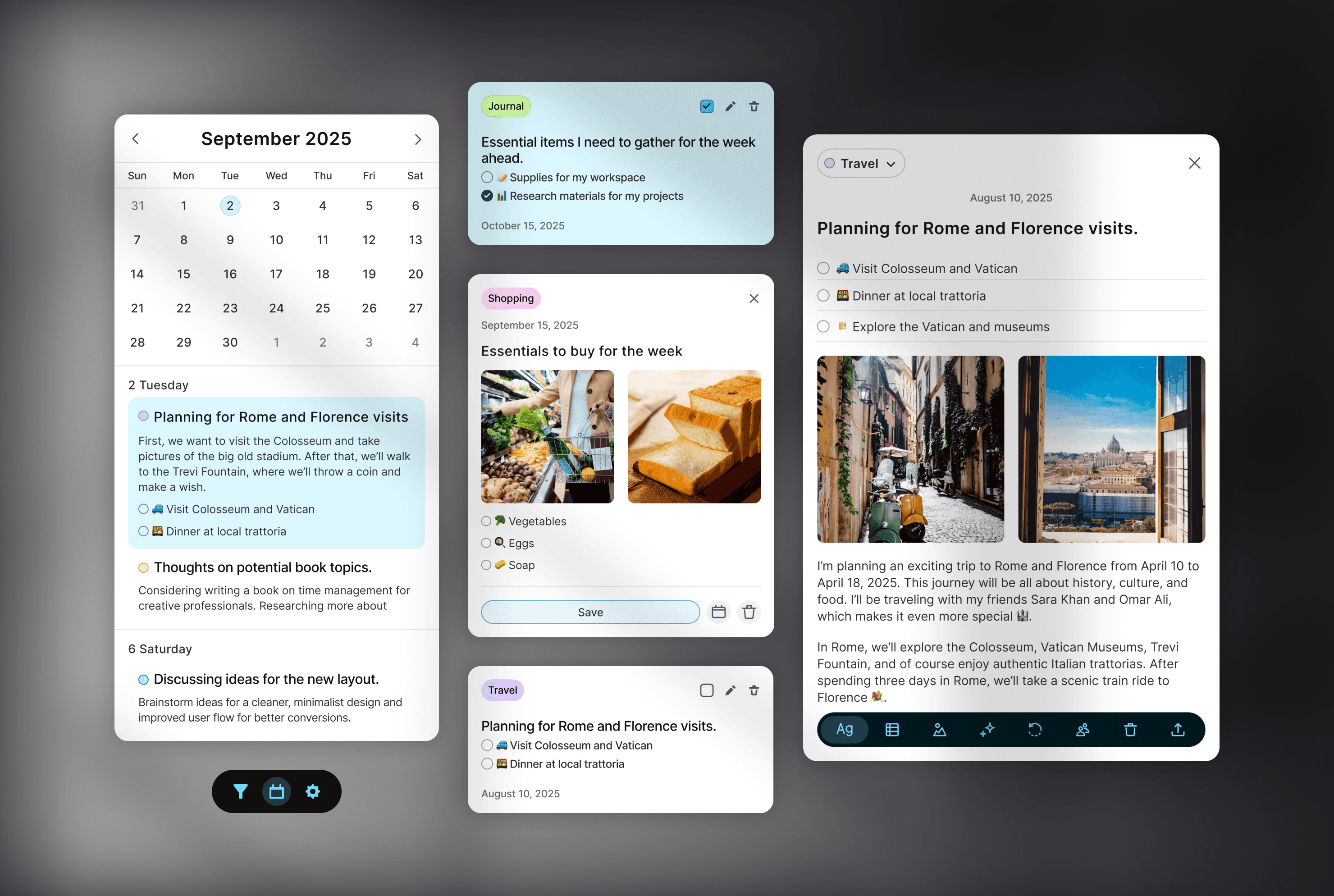 Cards, Todo app, Product design,Note-taking, Webapp, Widgets design, UI/UX Zahravisuals