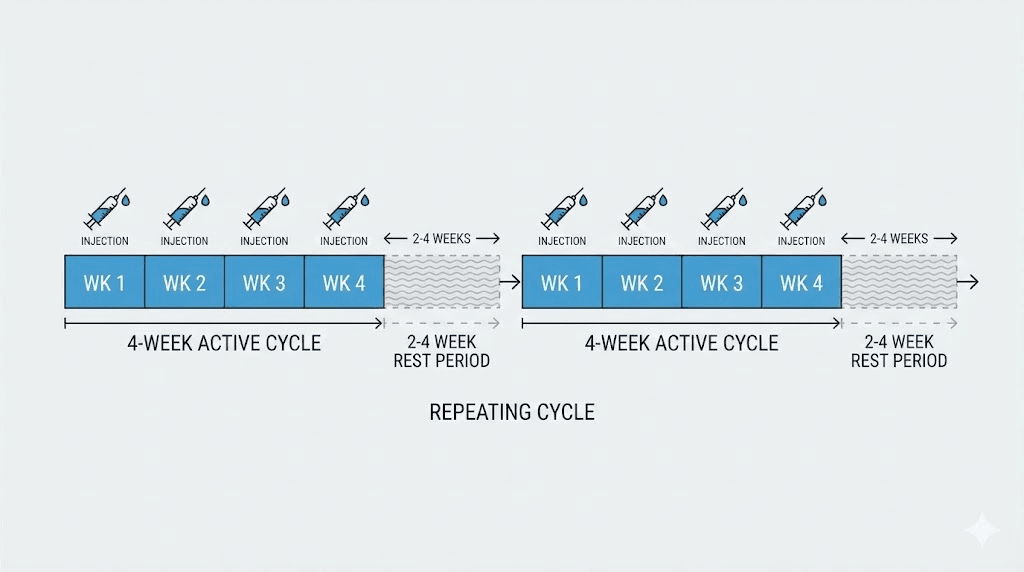 Glow peptide cycle timing visual guide