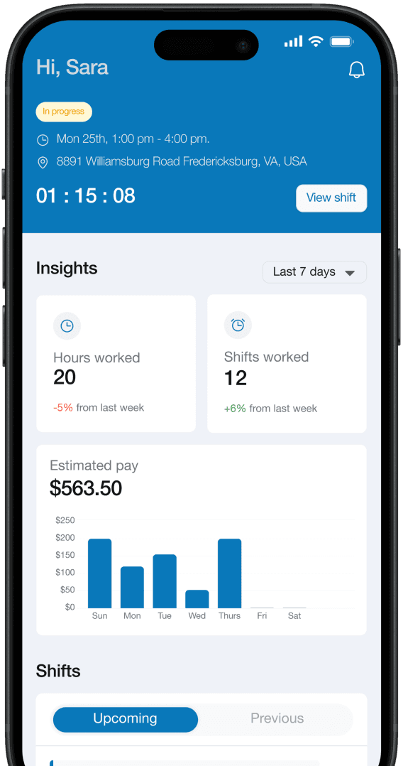 Giv mobile app homepage.