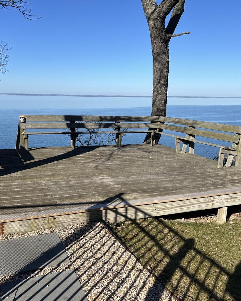 Waterfront deck and stairs under construction with an ocean view