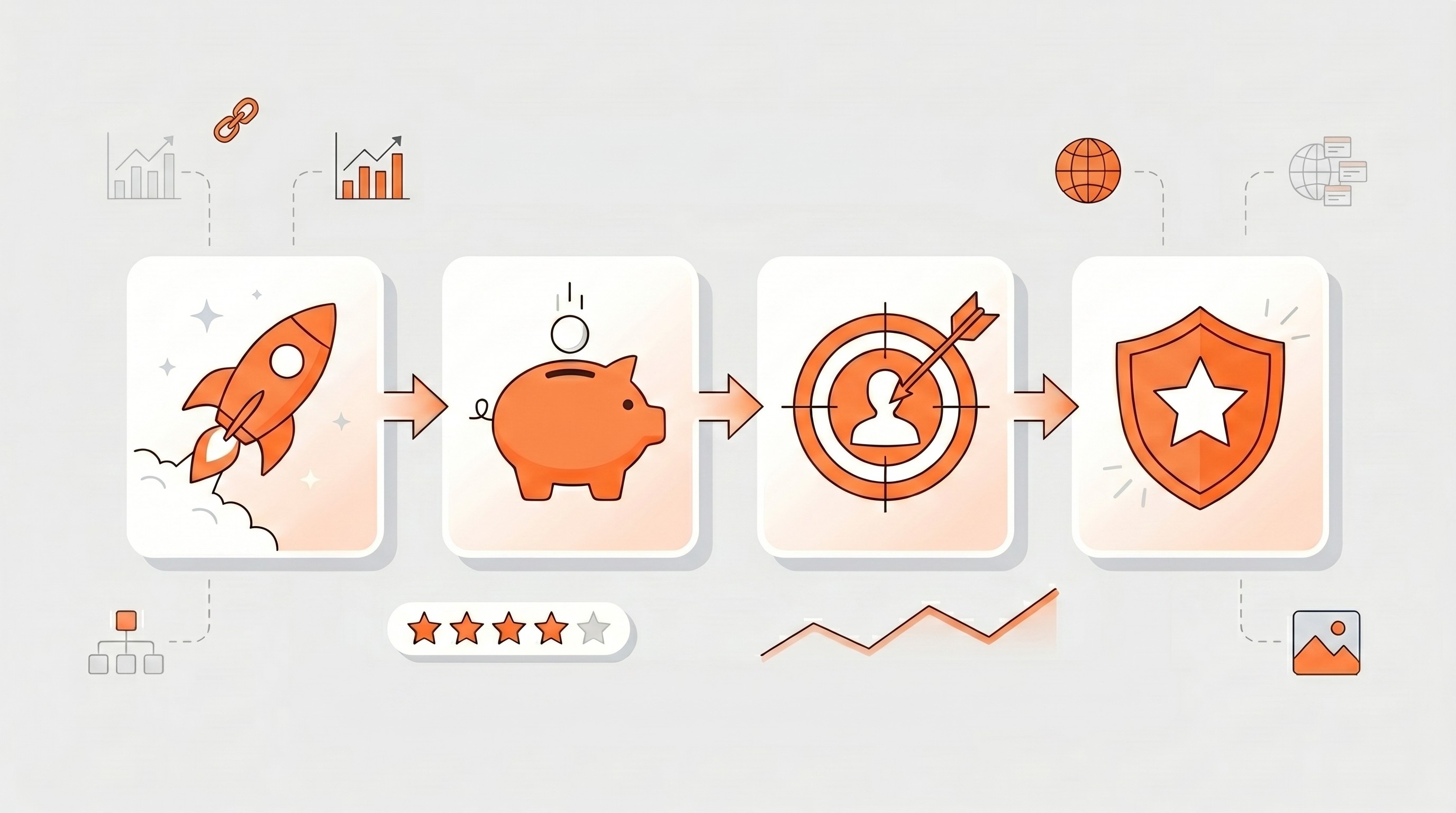 Four barnacle SEO benefits including faster visibility, cost efficiency, targeted reach, and brand credibility
