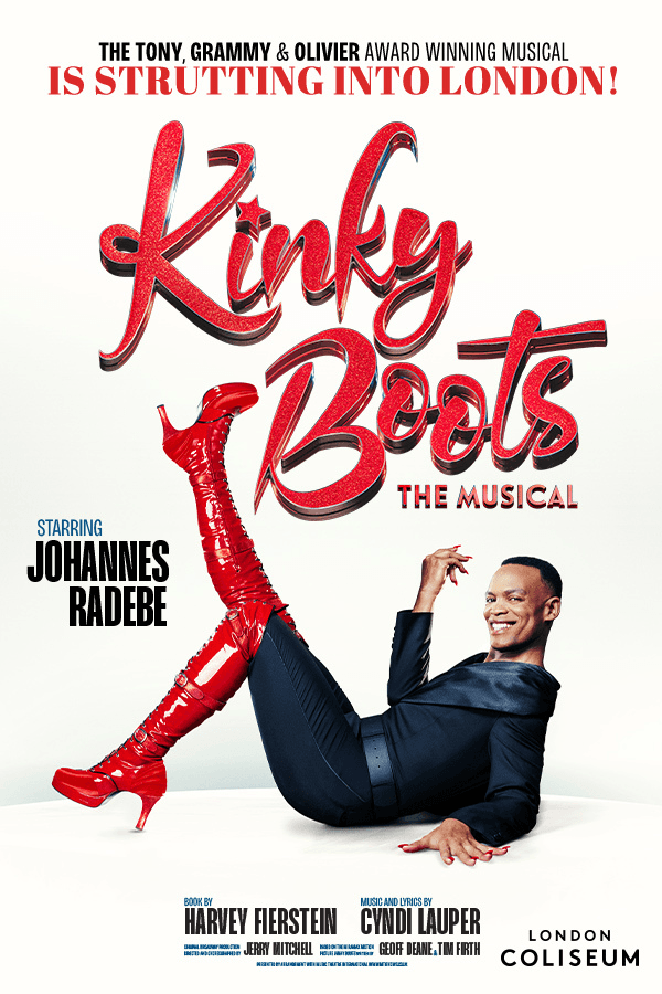 Kinky Boots The Musical logo with performer in red boots.