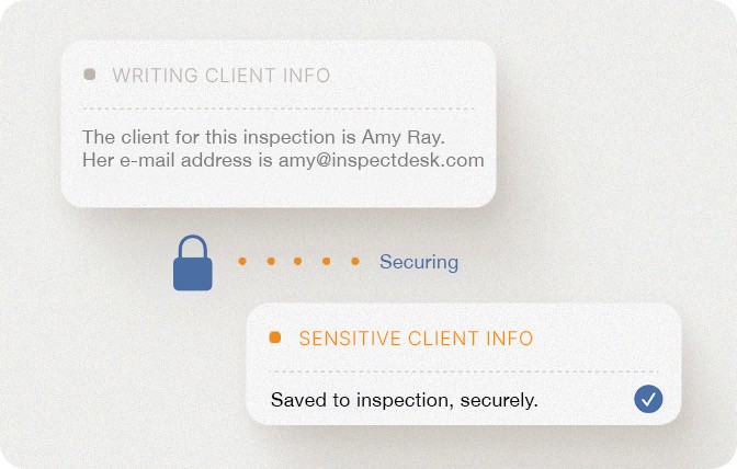 Diagram of securing data on device with InspectDesk.