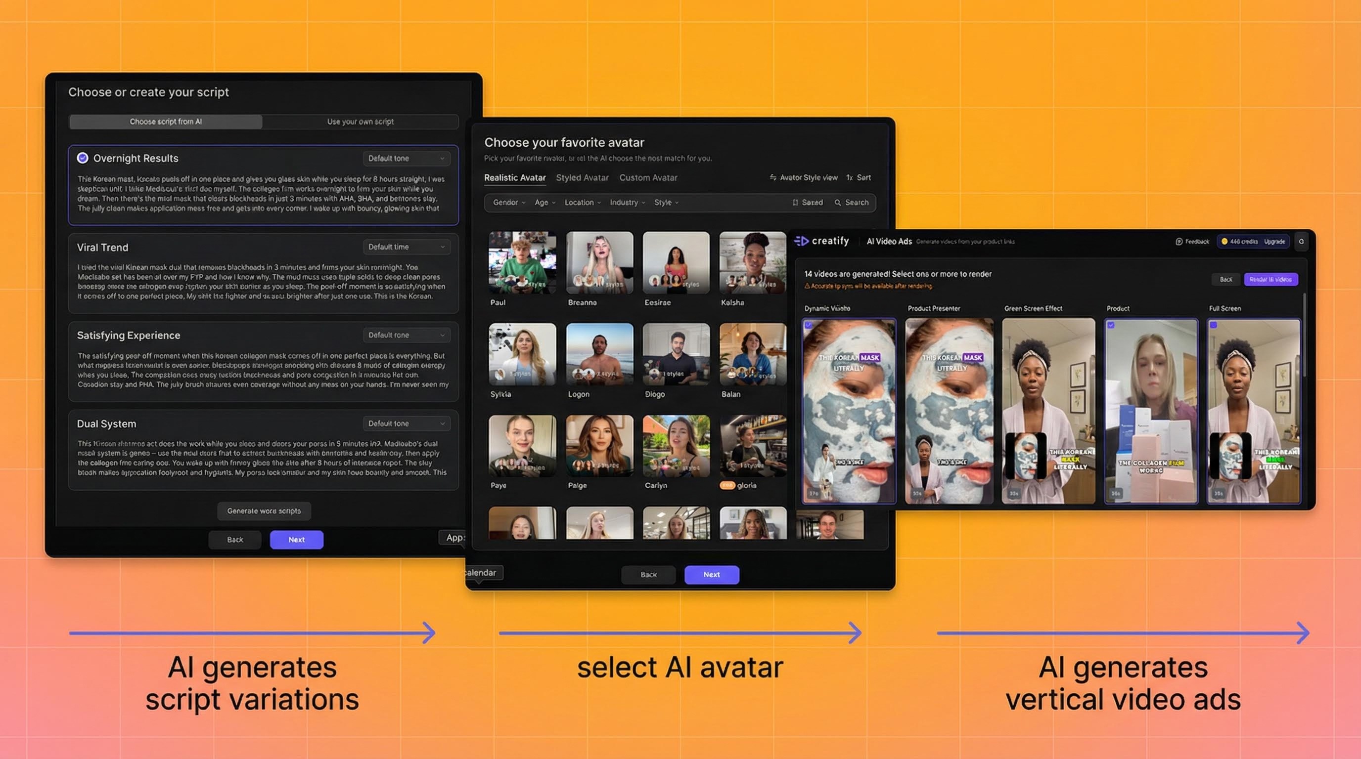 AI generated script variations