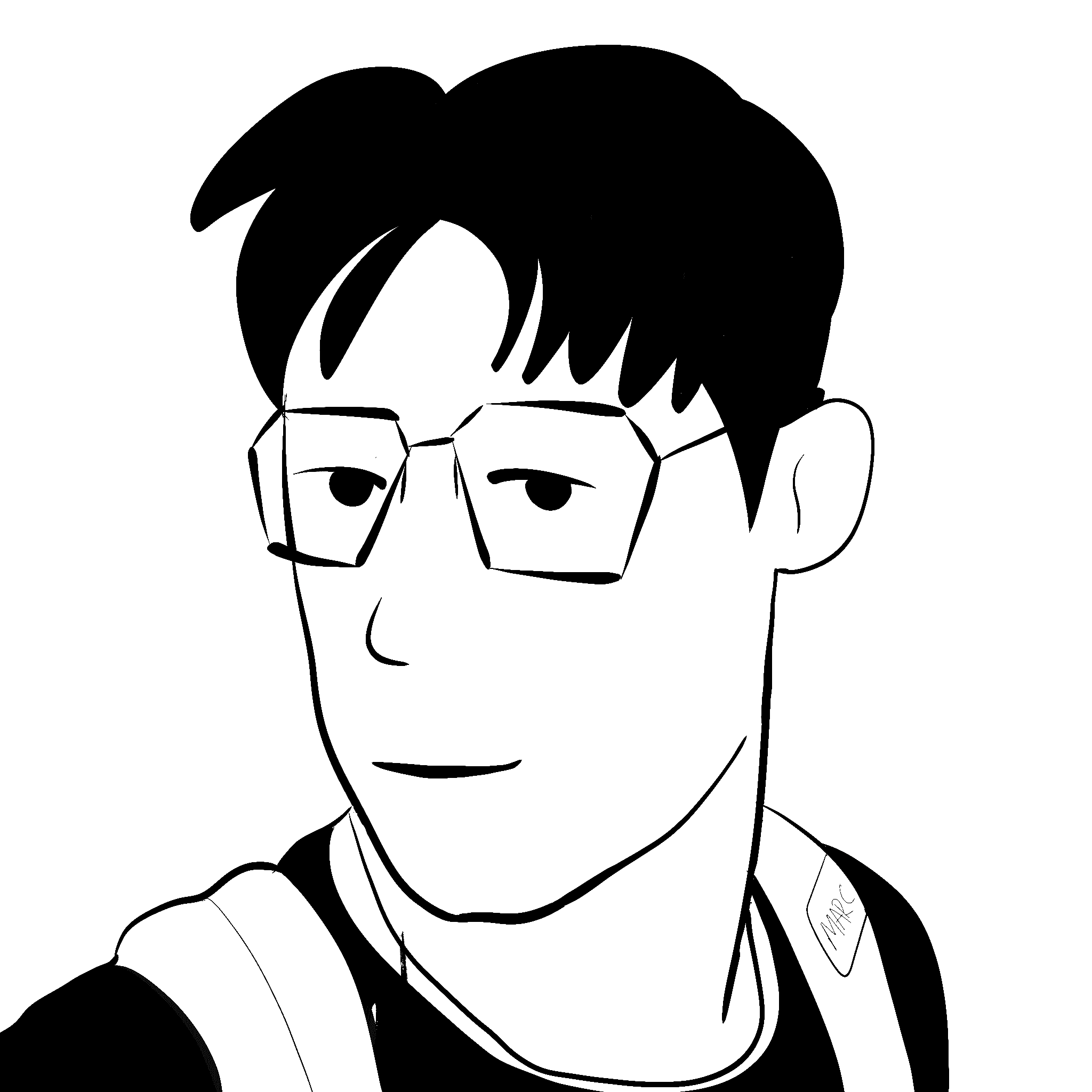 Drawing of Marc's face black and white