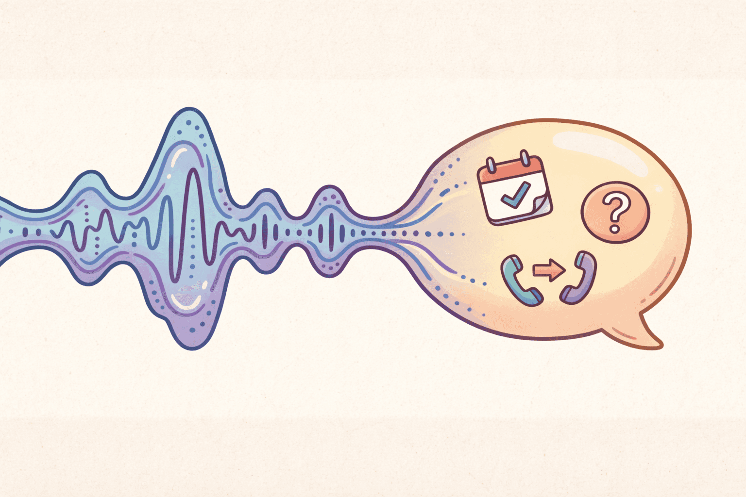 speech bubble w/ phone & calendar icons