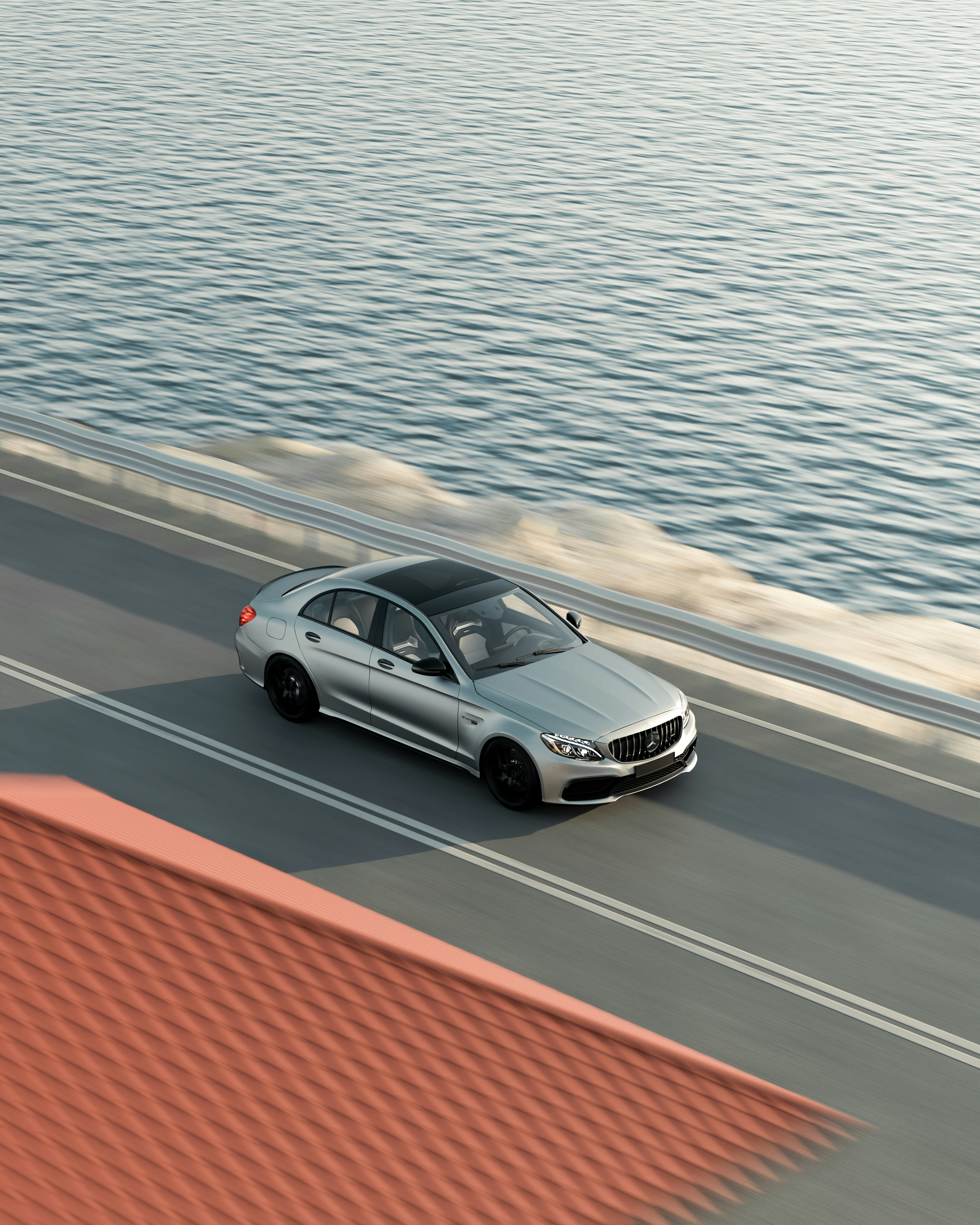 a car driving on the road