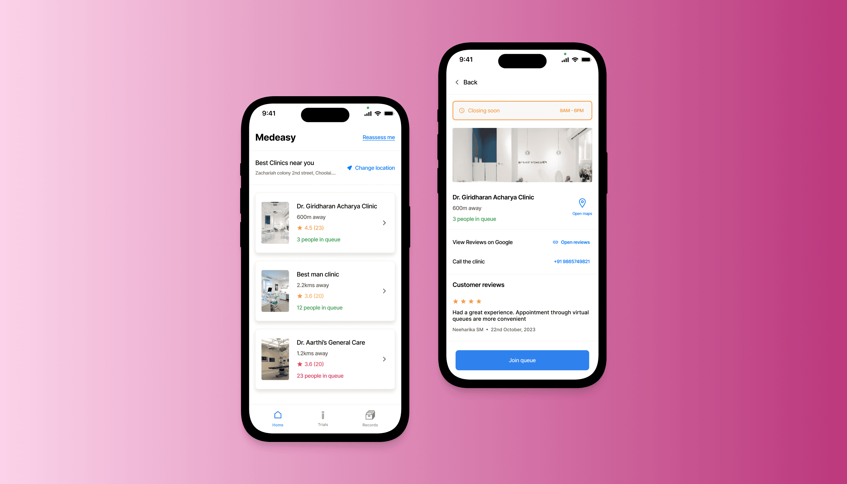 Screens from medeasy