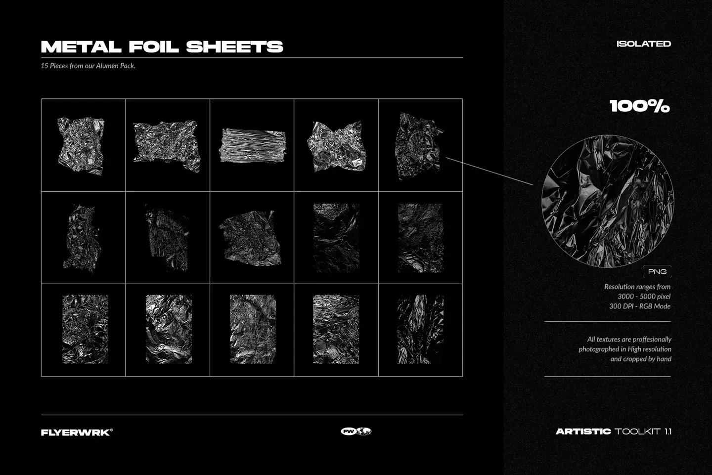 Artistic Toolkit 1 metal foil textures featuring crumpled aluminum sheets with high resolution surface details