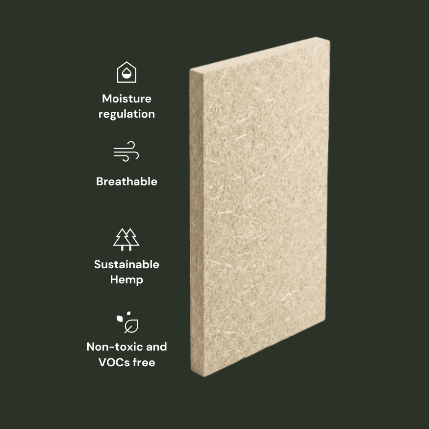 RespiraDrywall image with graphics to show the benefits of the material