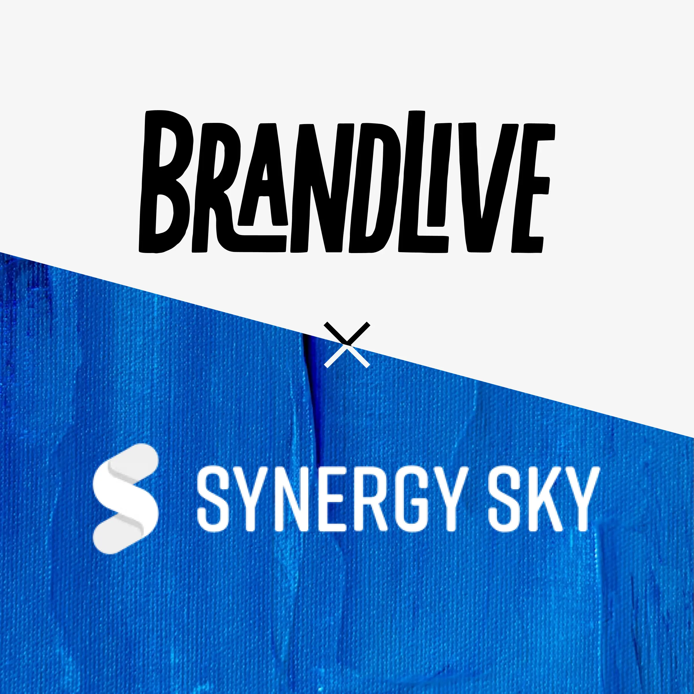 Brandlive and Synergy Sky logos on a blue background