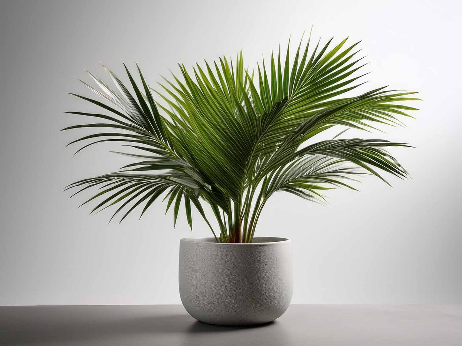 Kentia Palm with long, arching fronds in a modern St. Louis office, supplied by Tropical Decor