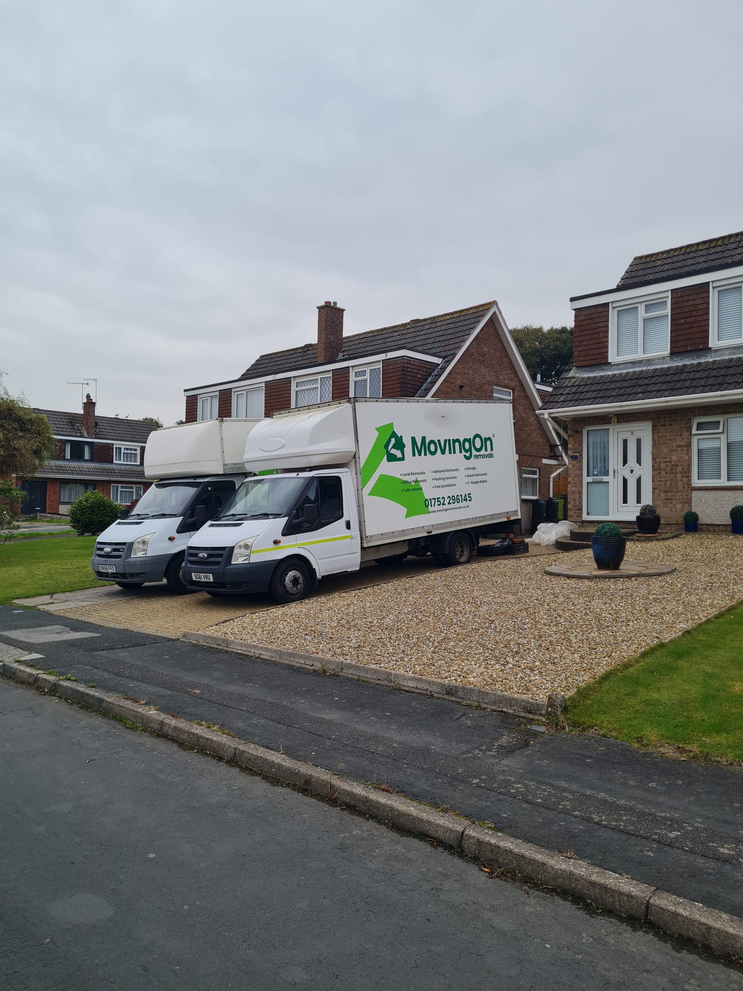 A Moving On Removals van carefully navigating the narrow, historic cobbled streets of The Barbican, Plymouth, demonstrating local expertise in difficult access moves.