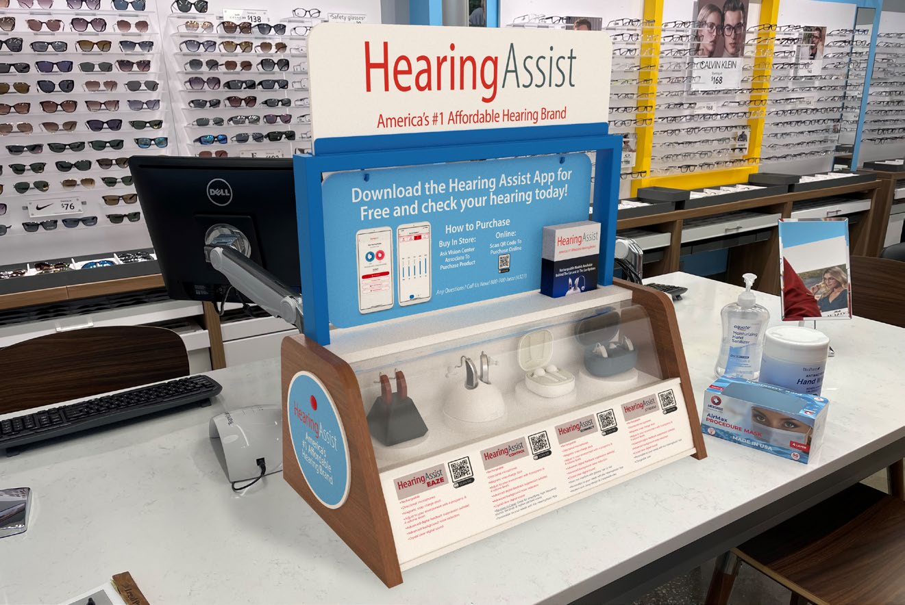 Historical HearingAssist Walmart Vision Center countertop display