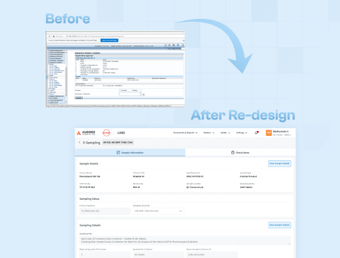 LIMS software Before & After Redesign