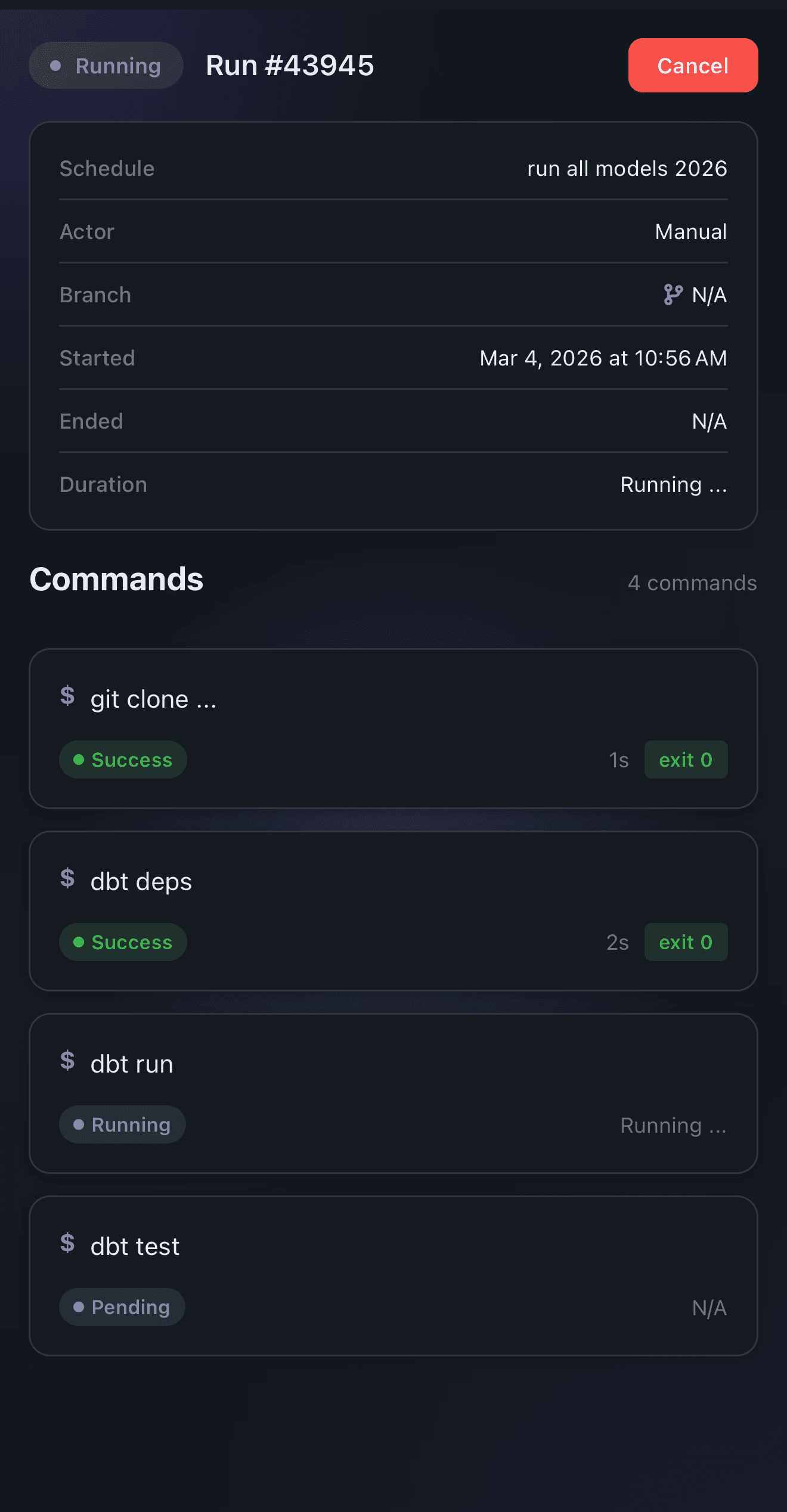 mobile Running Schedule