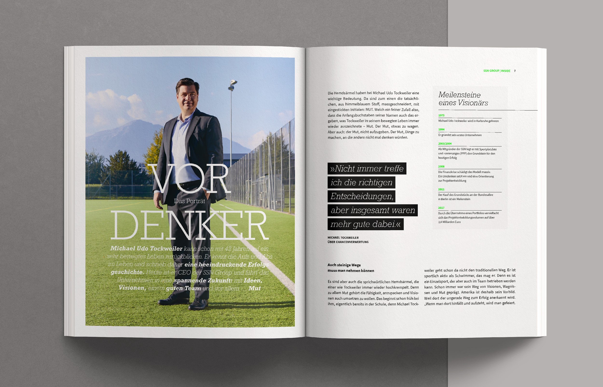 Editorial Design für das Magazin INSIDE – präzise Raster, klare Bildsprache und typografische Balance