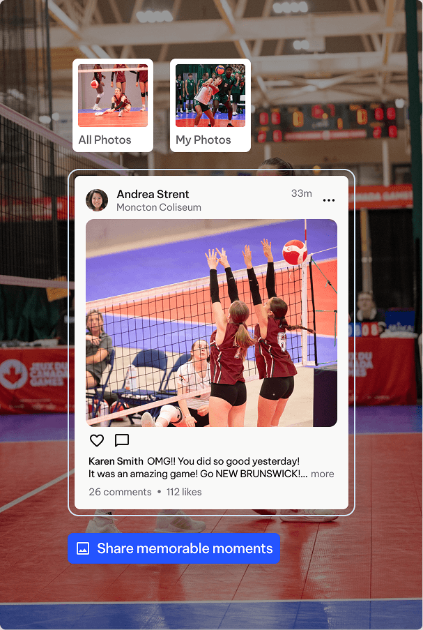 Image that showcases photos and videos the scheduling feature of TeamLinkt's mobile app