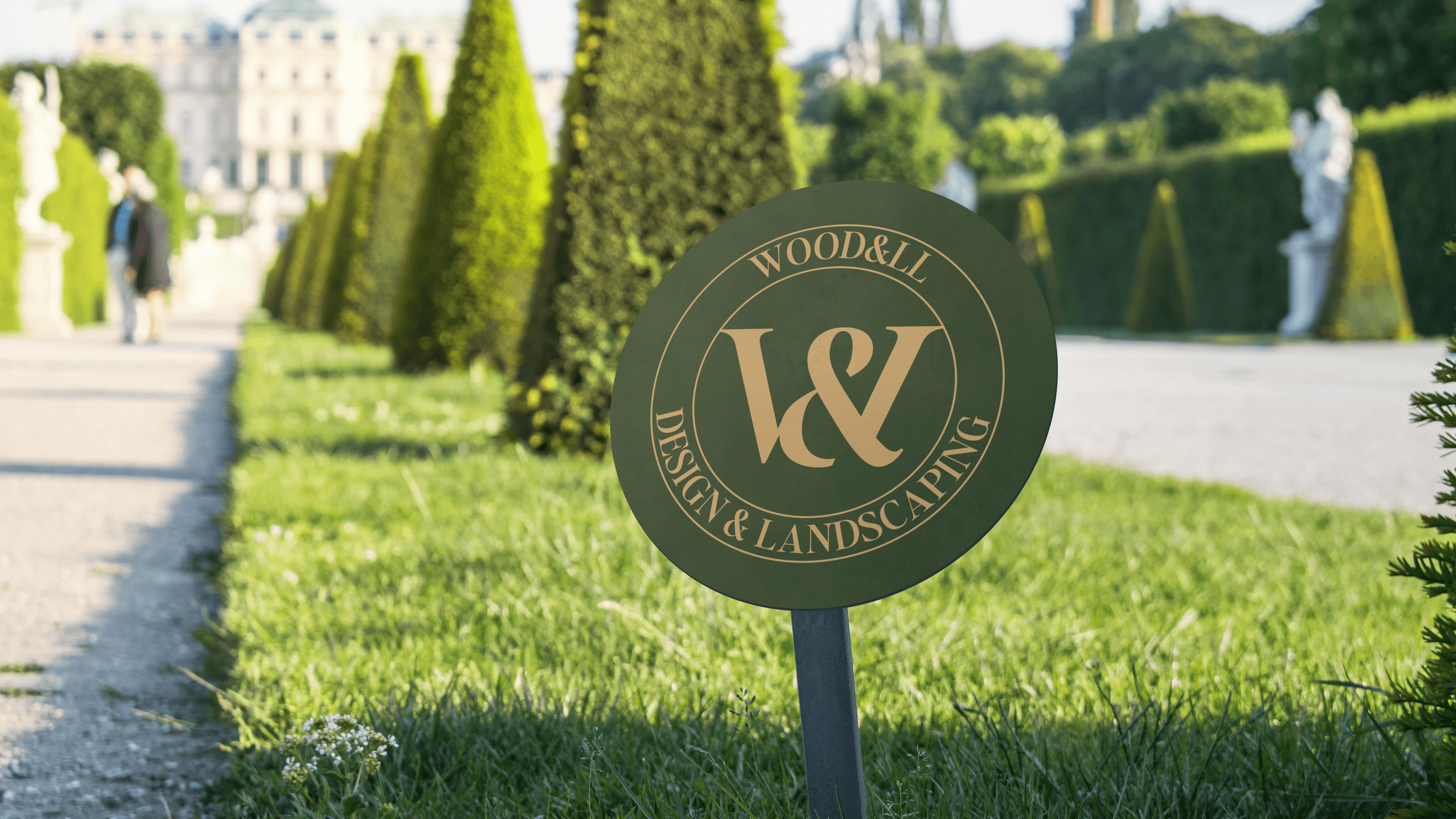 Wood&all Logo garden planter, lawncare, design and landscaping