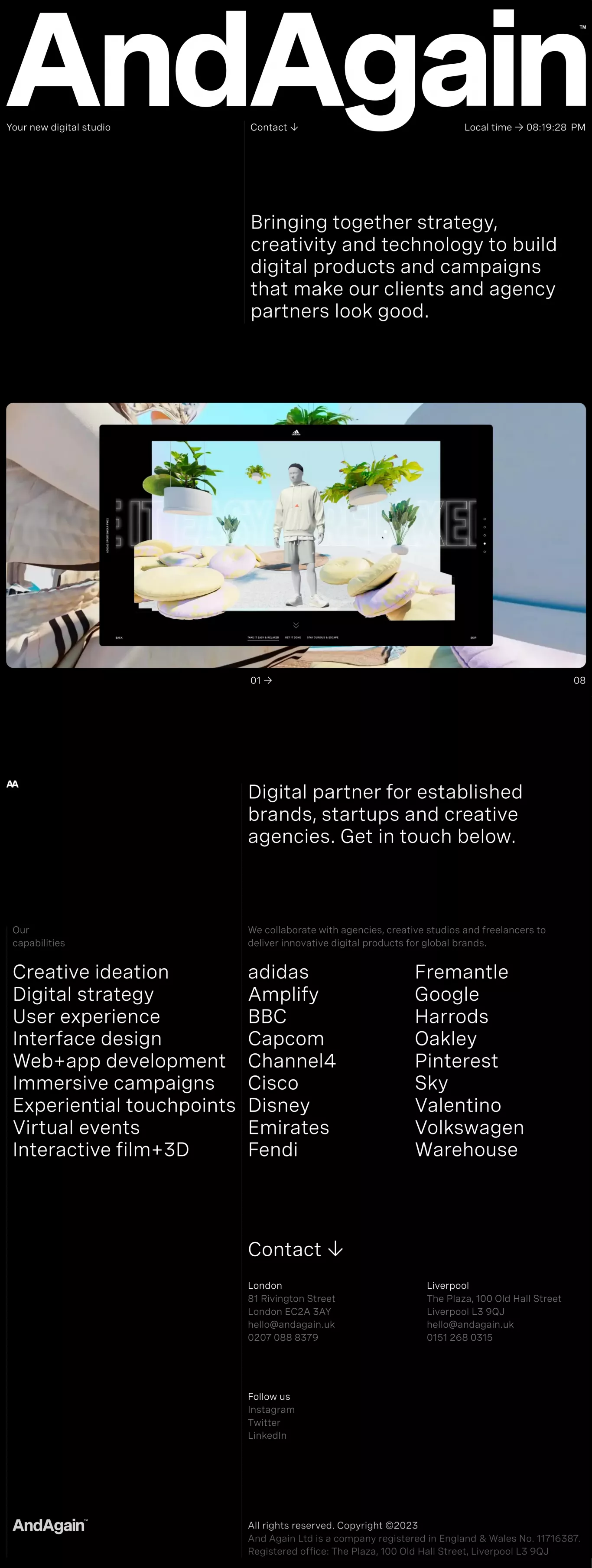 AndAgain portfolio page screenshot showcasing Design and Tech design