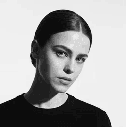 persona portrait image man with orange background and person's image on top